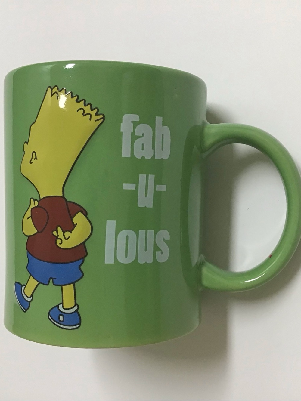 Bart Simpson Coffee Mug Looking Fabulous 2006 Raised Graphic Lime Green Tea Cup